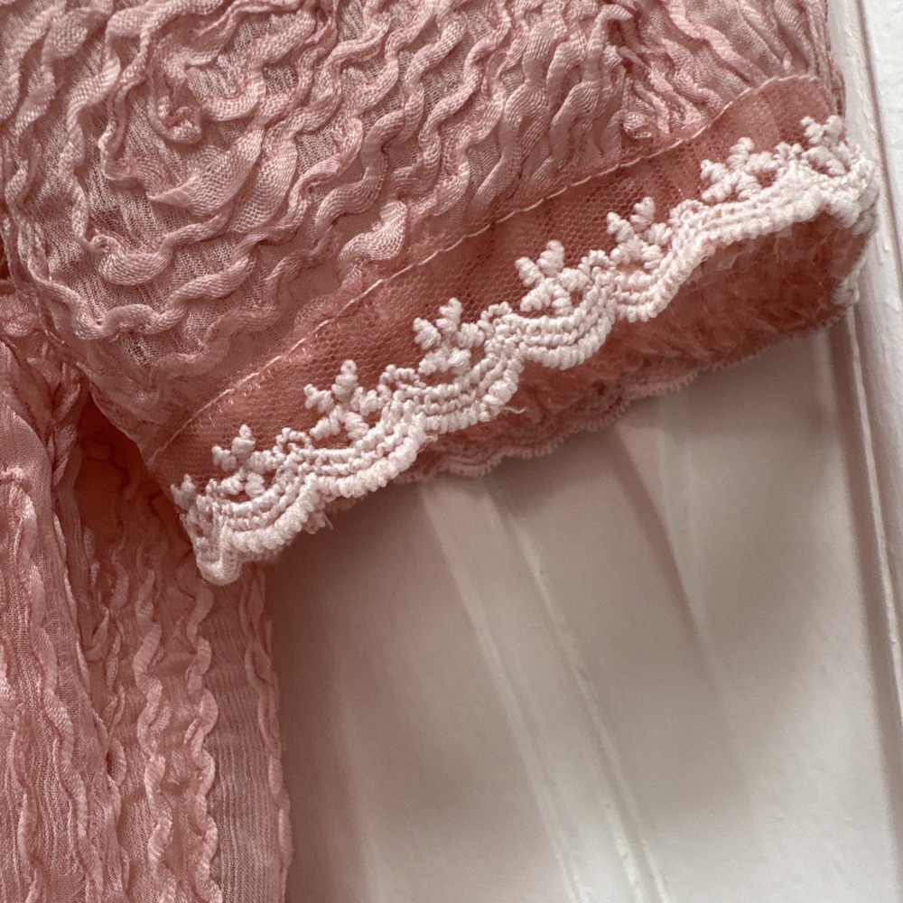 LIMI Give You The Best Pink Peach Lined Dress‎ Korea Textured Poly Skirt Party - Picture 3 of 9